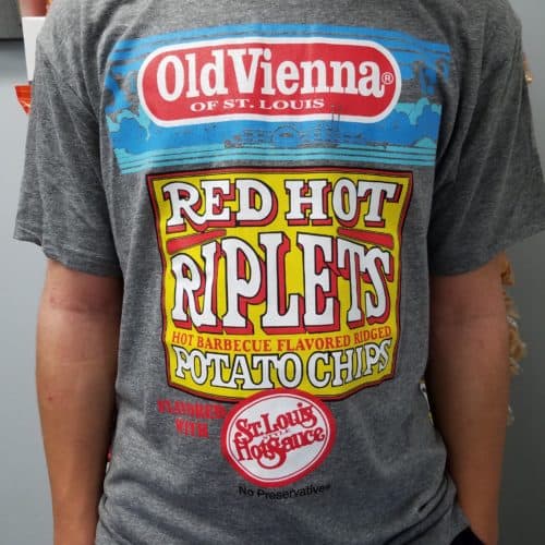 Dark Gray T-shirt with Old Vienna Red Hot Riplets logo