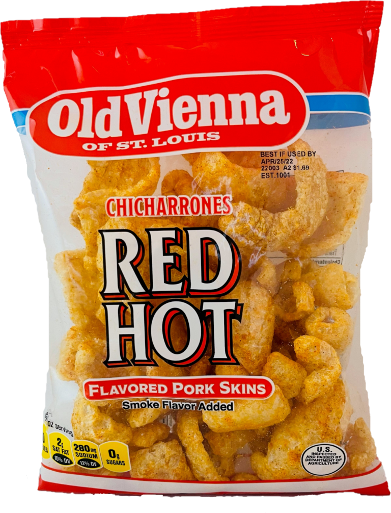 Red Hot Riplets Pork Rinds Old Vienna of St. Louis