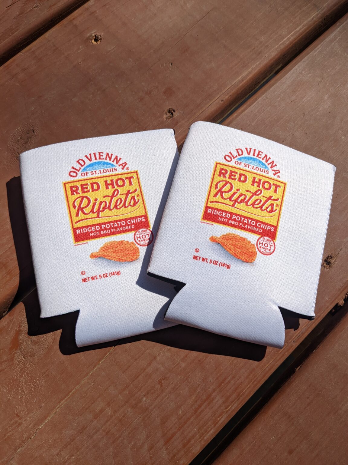 Two NEW Red Hot Riplets Can Koozies - Old Vienna of St. Louis