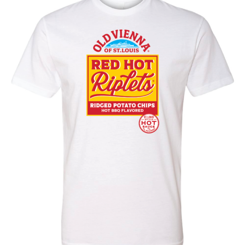 White T-shirt with Old Vienna Red Hot RIplets Logo