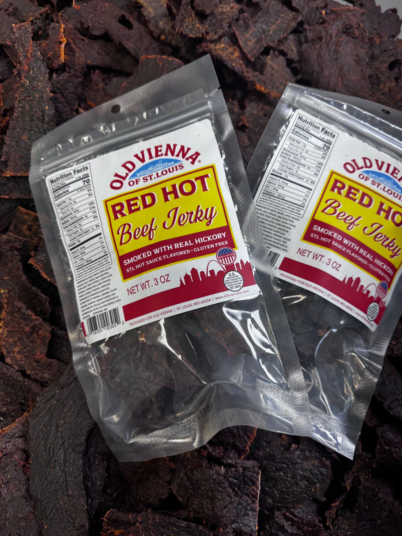 Red Hot Riplets Beef Jerky - Old Vienna of St. Louis